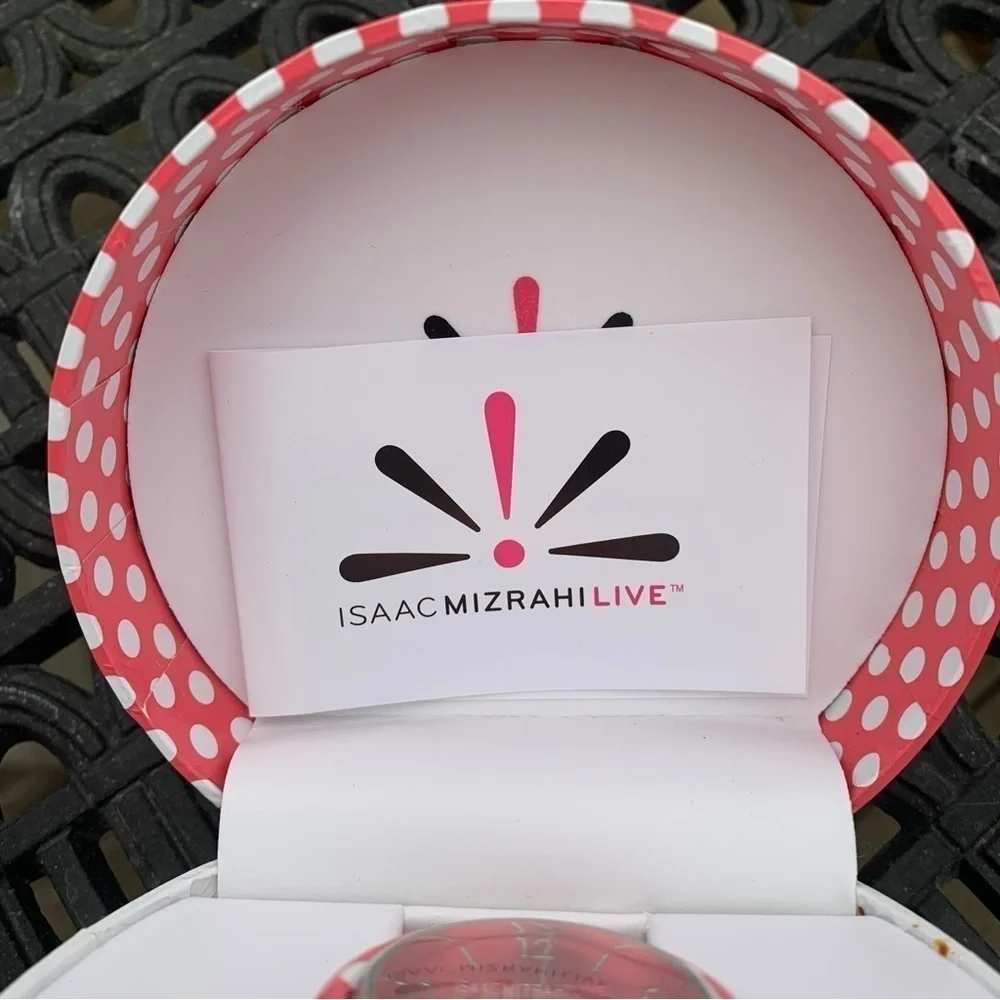 🆕 Isaac Mizrahi Live Ladies Pink Polka Dot Expansion Wrist Watch